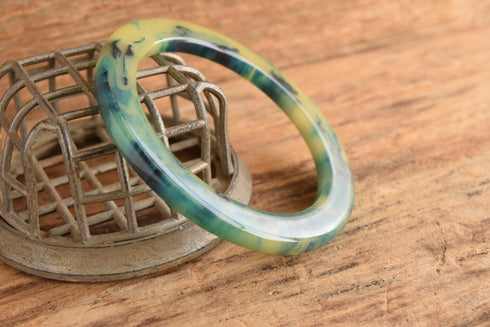 Blue Custard Marbled Bakelite Bangle